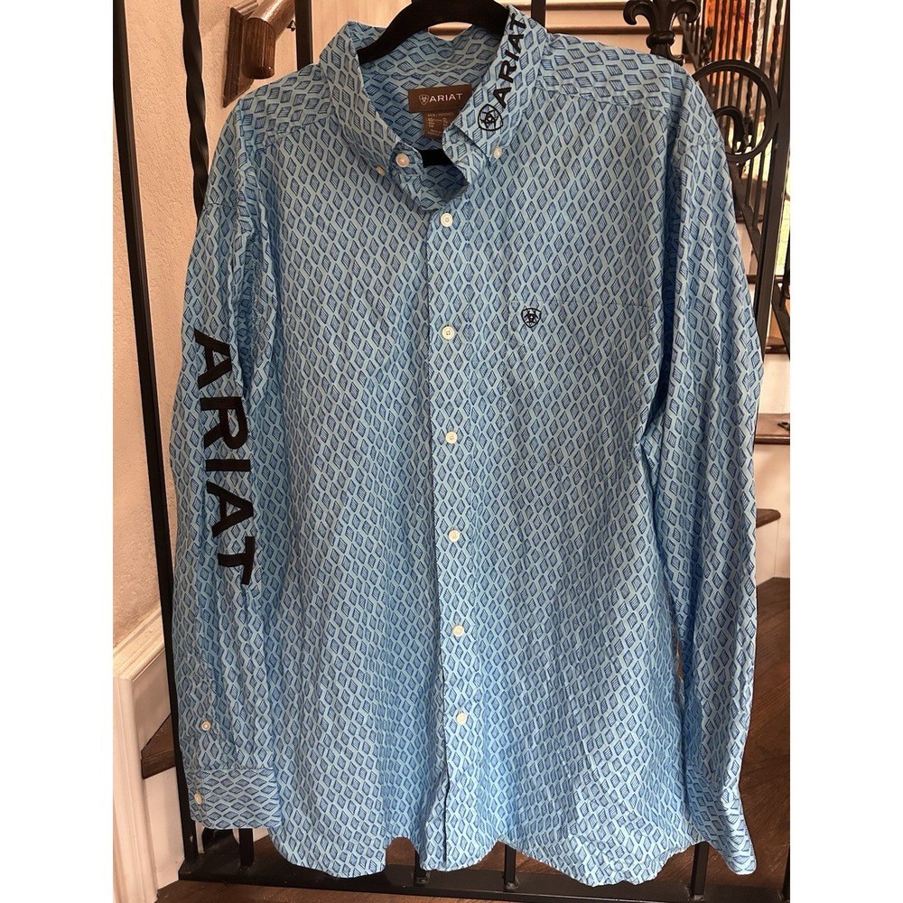 Men's Size XL Ariat Team Jansen Fitted Long Sleeve Button Down Western Shirt